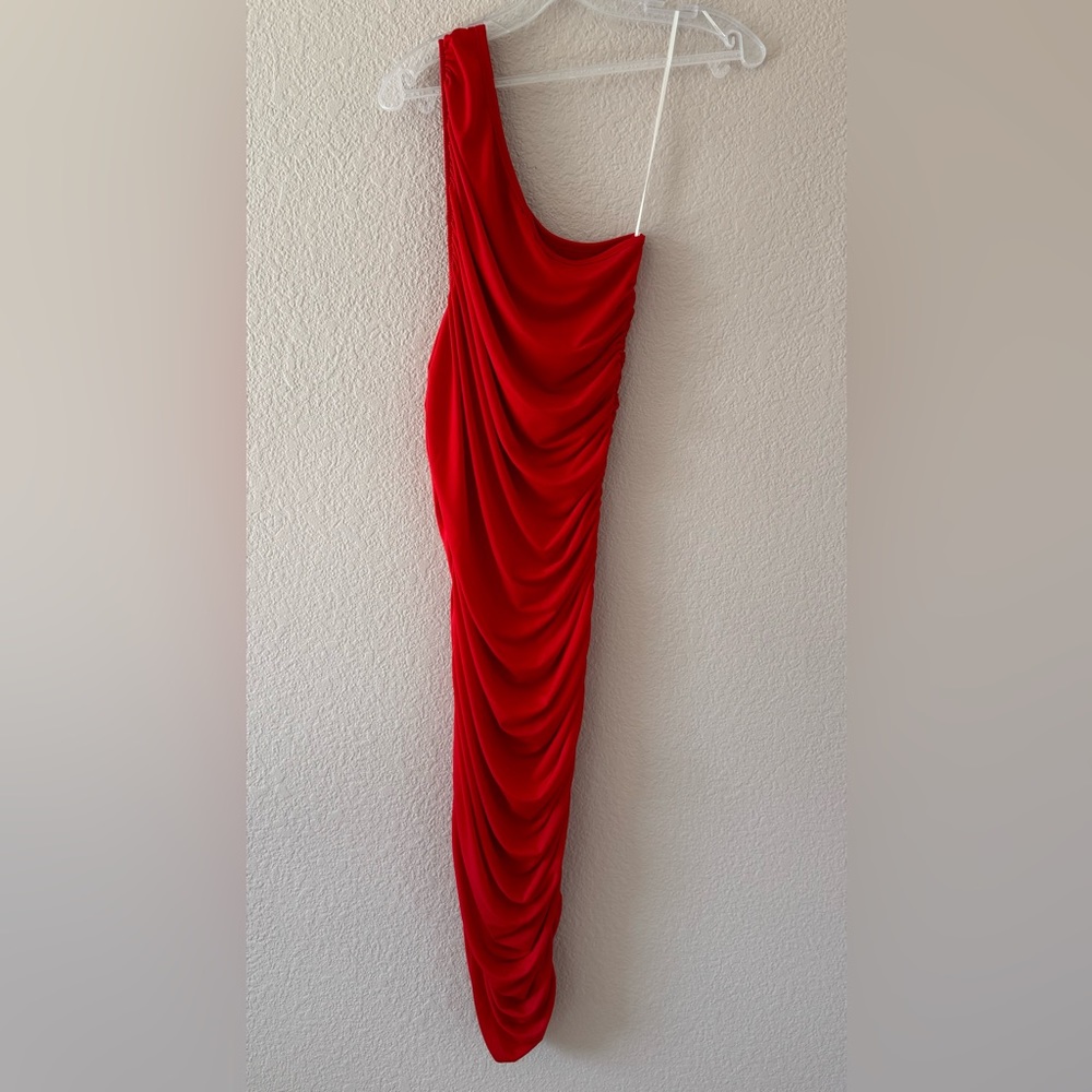 NWT RENEE C. One Shoulder Ruched Bodycon Dress - Picture 4 of 9